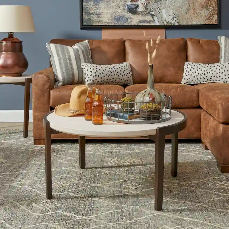 Palette Stone Round Coffee Table - 35 x 18 x 35