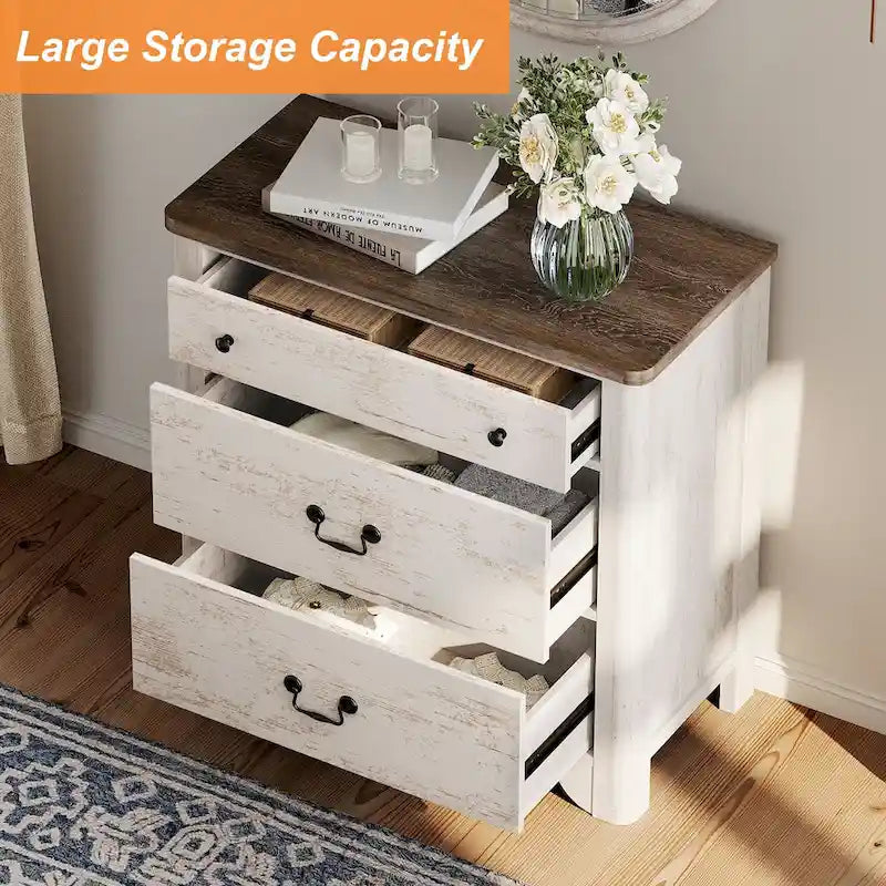 Meuble TV style ferme pour téléviseurs, centre de divertissement en bois avec 3 tiroirs, console TV avec grand rangement pour salon