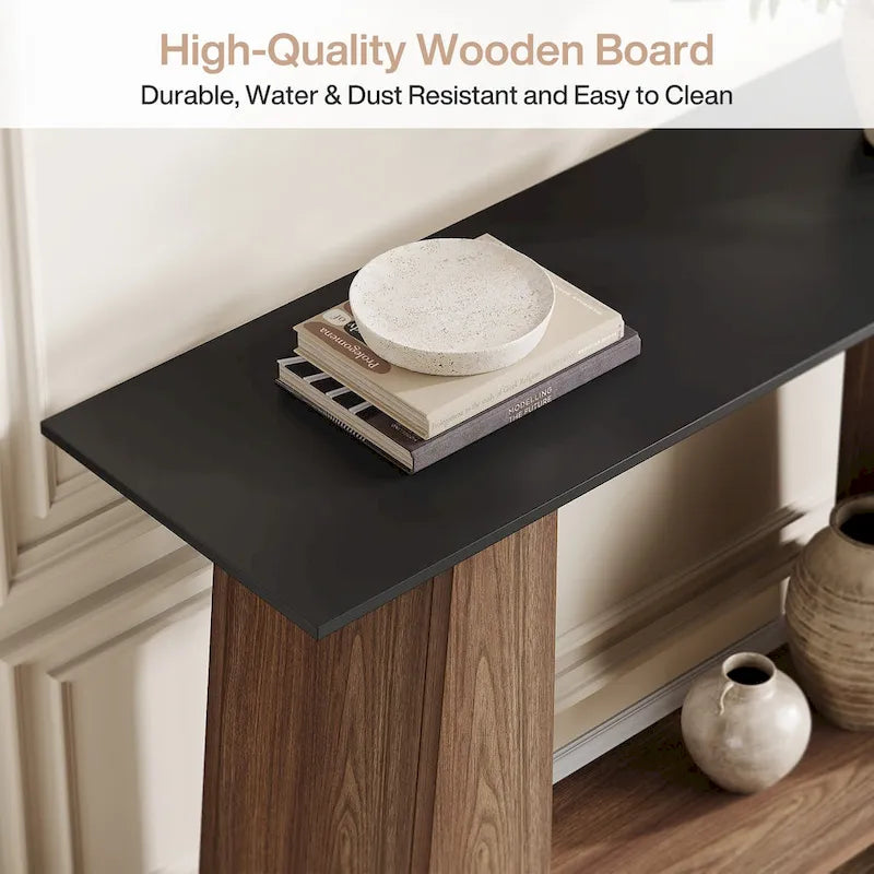 Console-canapé de style Mid-Century Modern de 120 cm avec rangement pour entrée - 120 cm L x 35 cm P x 90 cm H