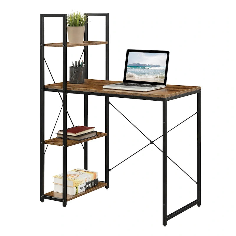 Poste de travail de bureau avec étagères