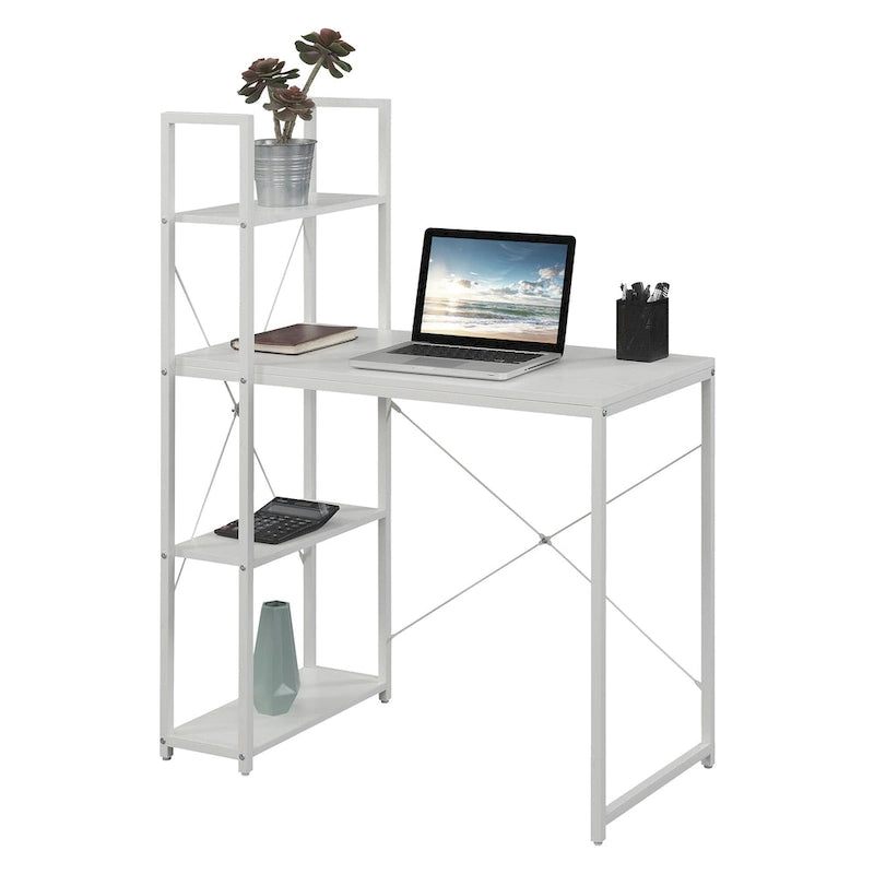 Poste de travail de bureau avec étagères