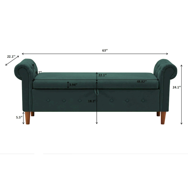 Banc repose-pieds rectangulaire de rangement multifonction