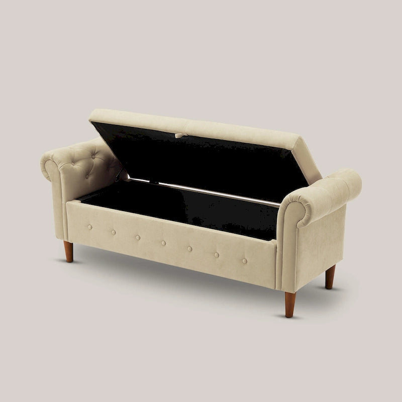 Banc repose-pieds rectangulaire de rangement multifonction