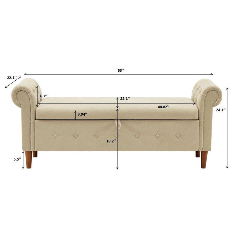 Banc repose-pieds rectangulaire de rangement multifonction
