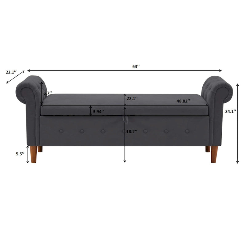 Banc repose-pieds rectangulaire de rangement multifonction