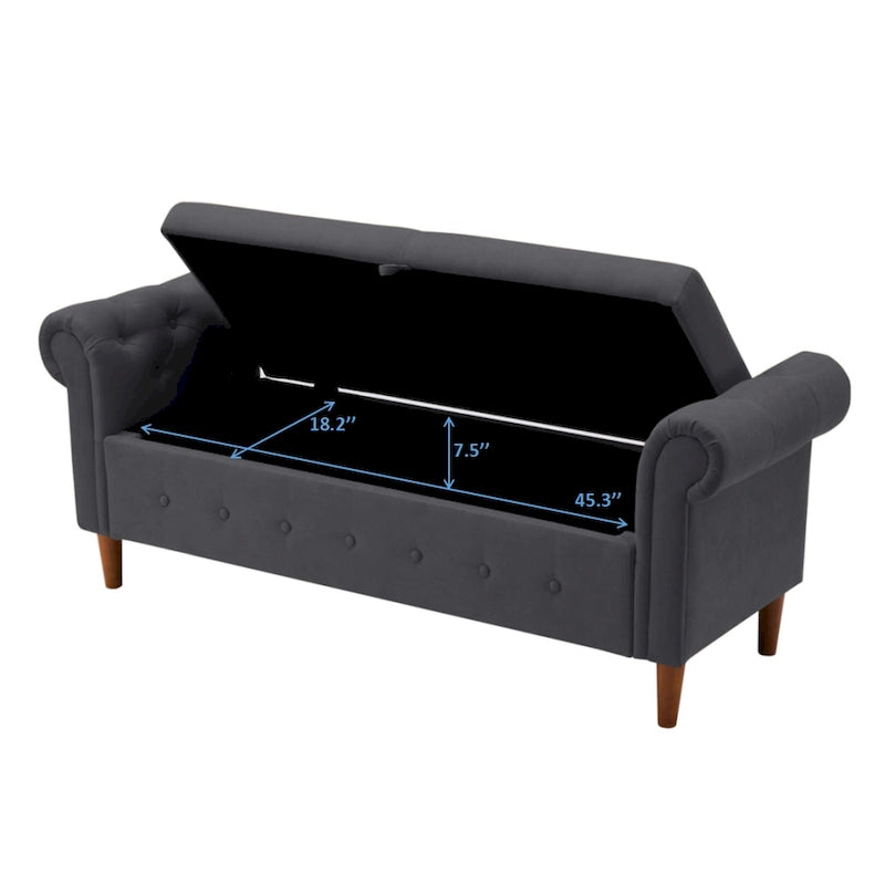 Banc repose-pieds rectangulaire de rangement multifonction