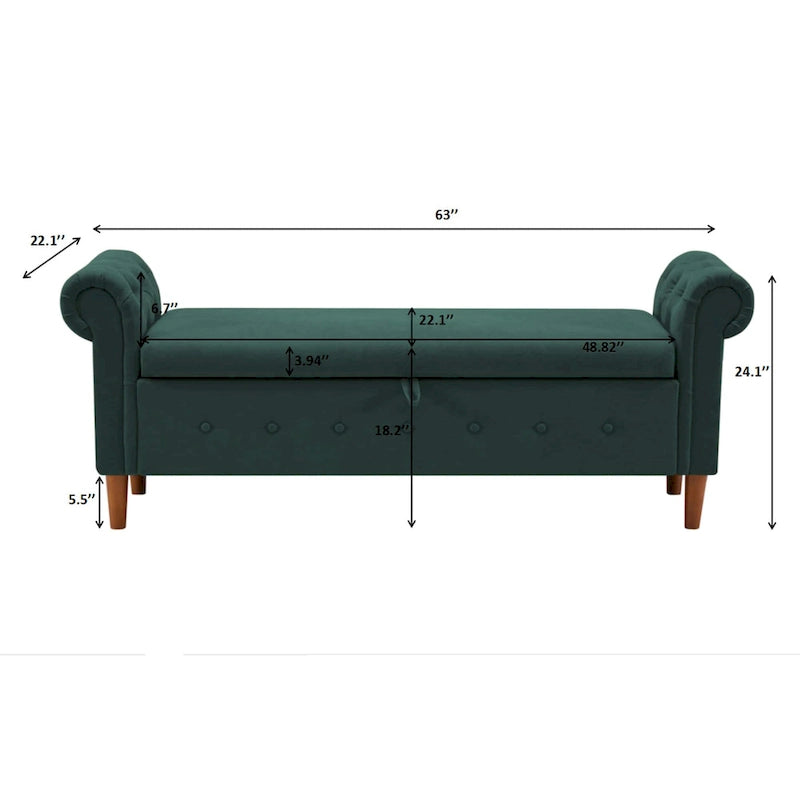 Banc repose-pieds rectangulaire de rangement multifonction
