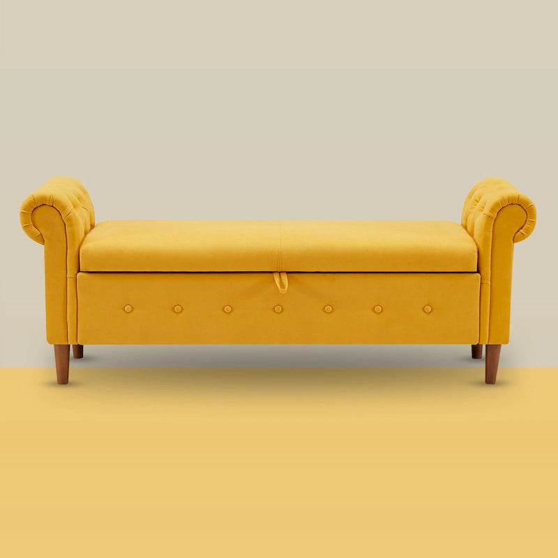 Banc repose-pieds rectangulaire de rangement multifonction