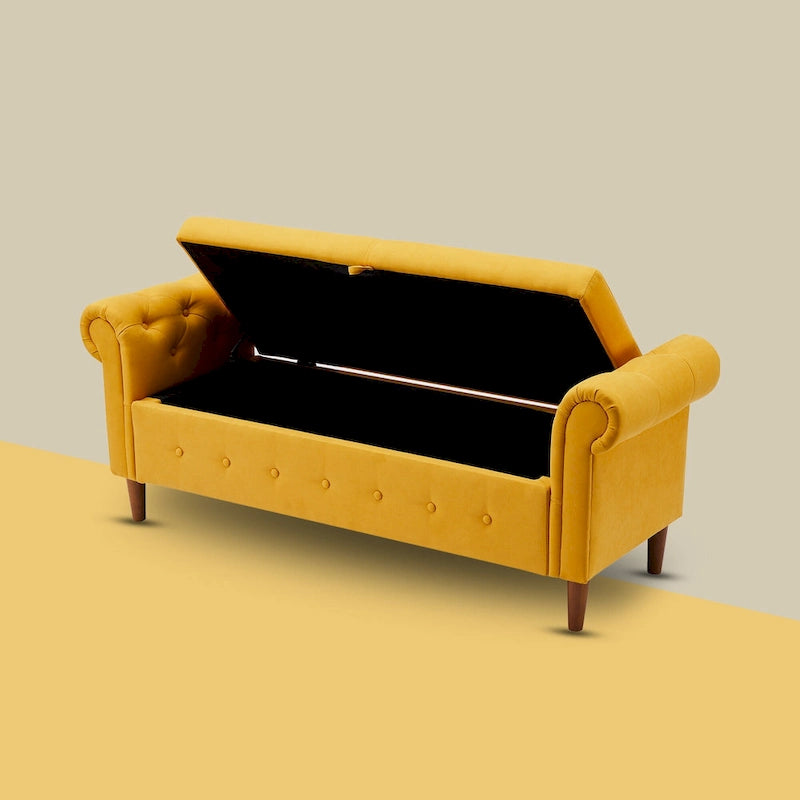 Banc repose-pieds rectangulaire de rangement multifonction