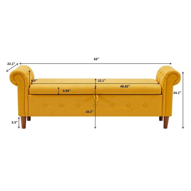 Banc repose-pieds rectangulaire de rangement multifonction