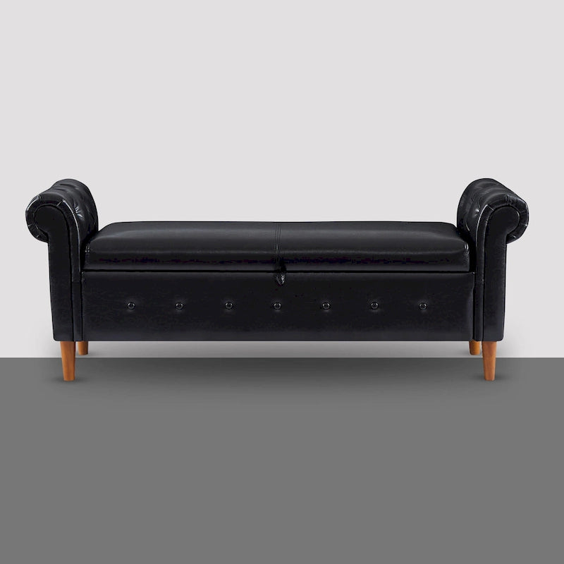 Banc repose-pieds rectangulaire de rangement multifonction