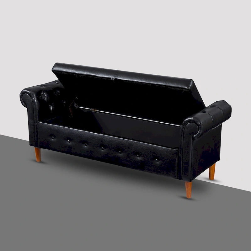 Banc repose-pieds rectangulaire de rangement multifonction
