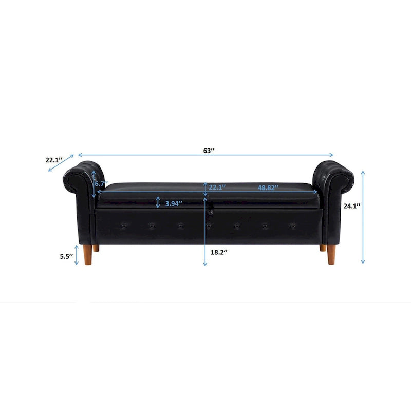 Banc repose-pieds rectangulaire de rangement multifonction