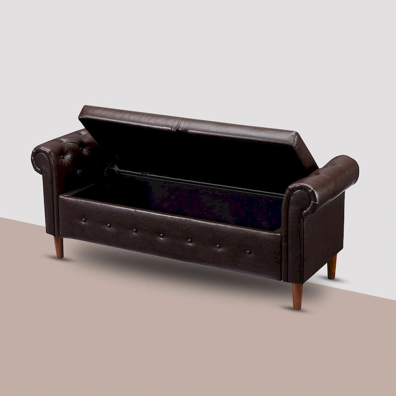 Banc repose-pieds rectangulaire de rangement multifonction