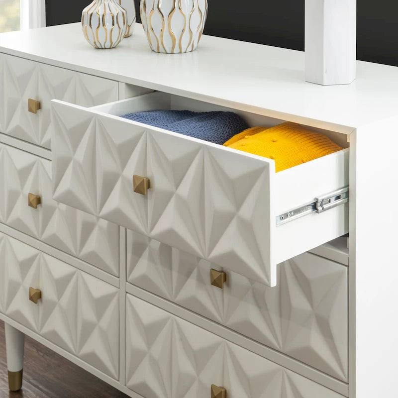 Bea Geometric Textured Glam 6-drawer Dresser