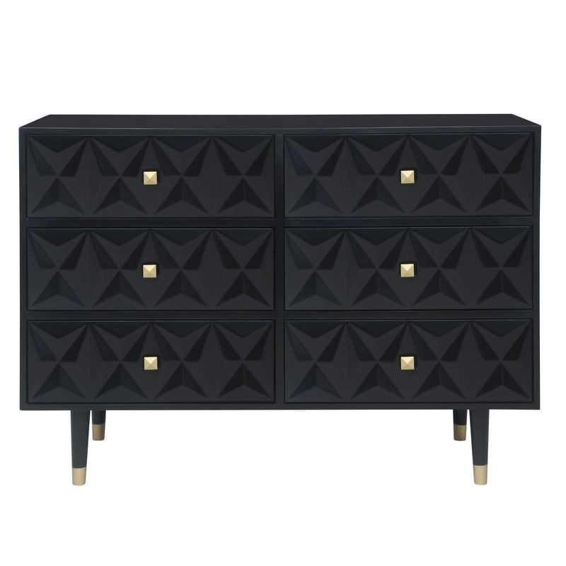Commode 6 tiroirs style glamour à texture géométrique