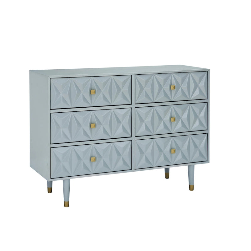 Commode 6 tiroirs style glamour à texture géométrique