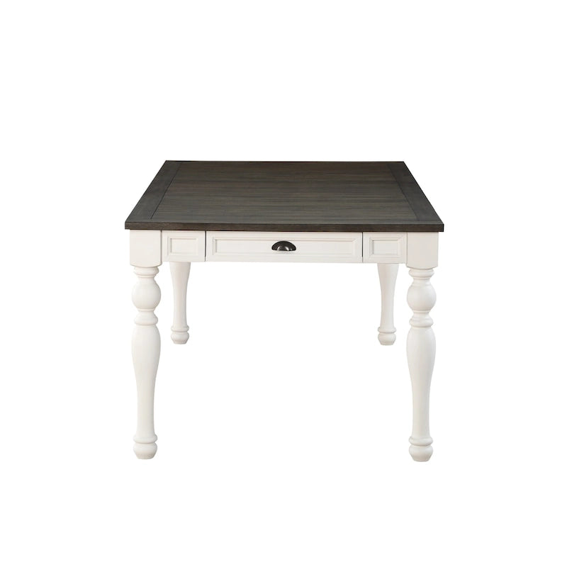 Table de salle à manger bicolore de 80 pouces - Bicolore blanc doux et chêne foncé