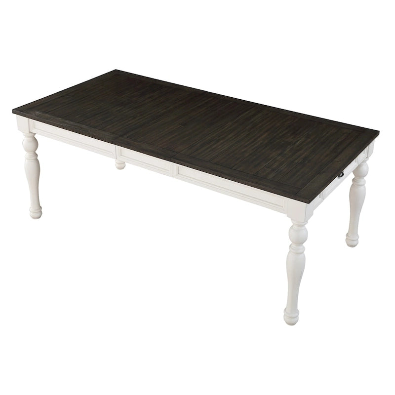 Table de salle à manger bicolore de 80 pouces - Bicolore blanc doux et chêne foncé