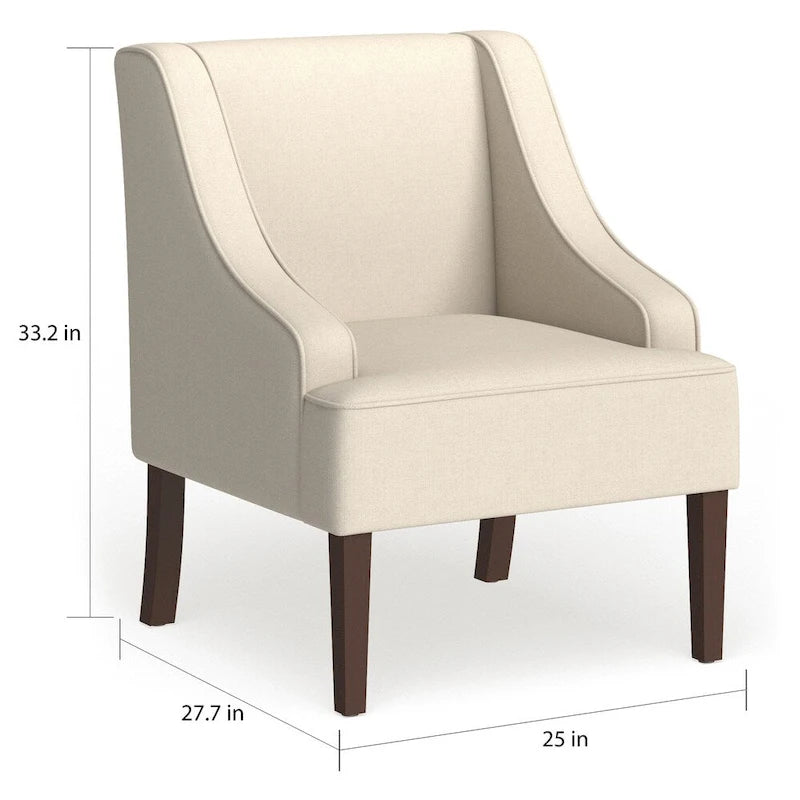 Fauteuil d'appoint crème avec accoudoirs incurvés