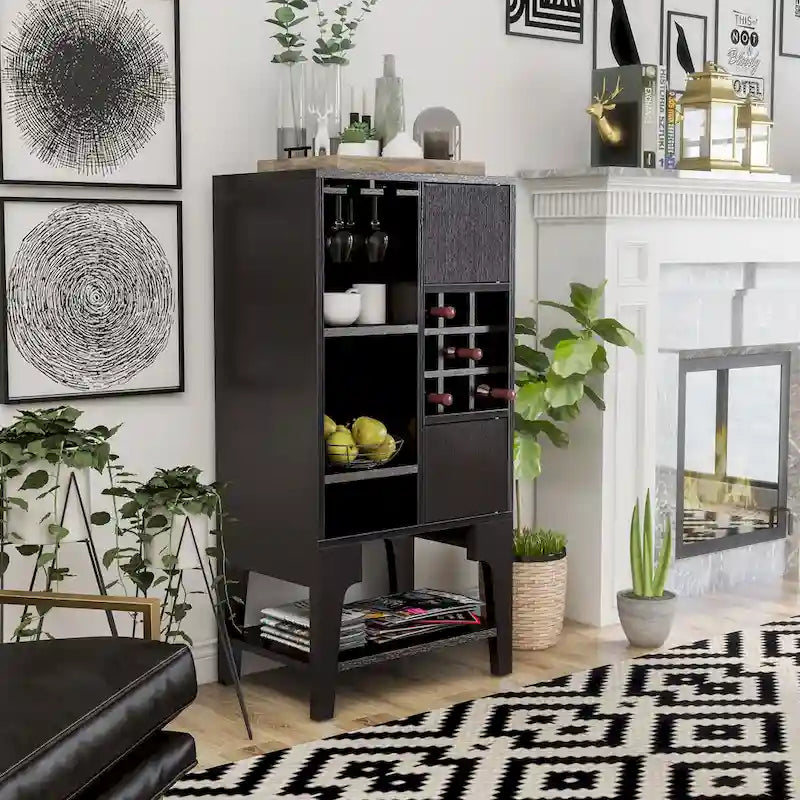 Buffet contemporain 4 étagères avec casier à vin
