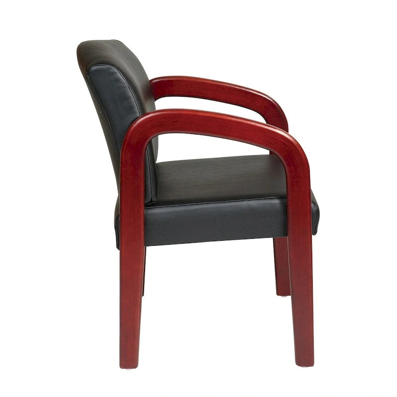Chaise visiteur en bois finition cerisier