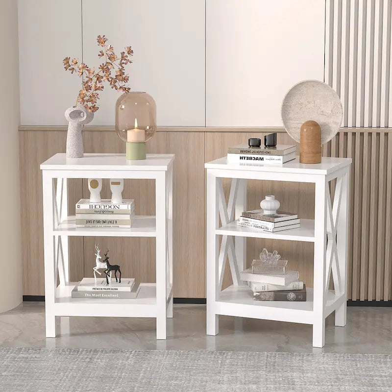 Javlergo Set of 2 Nightstand Bedside Table, Modern Small Side End Table with Open Storage Shelves