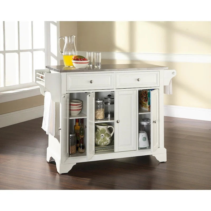 Crosley Lafayette Stainless Steel Top Full Size Kitchen Island/Cart - 51.5 W x 18 D x 36 H