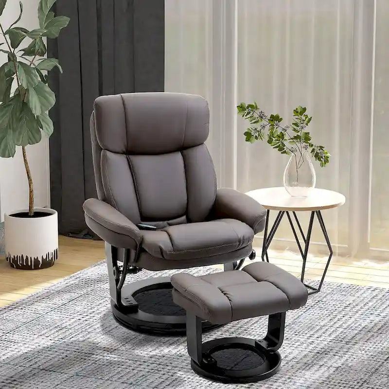 Fauteuil de massage inclinable en cuir synthétique avec repose-pieds