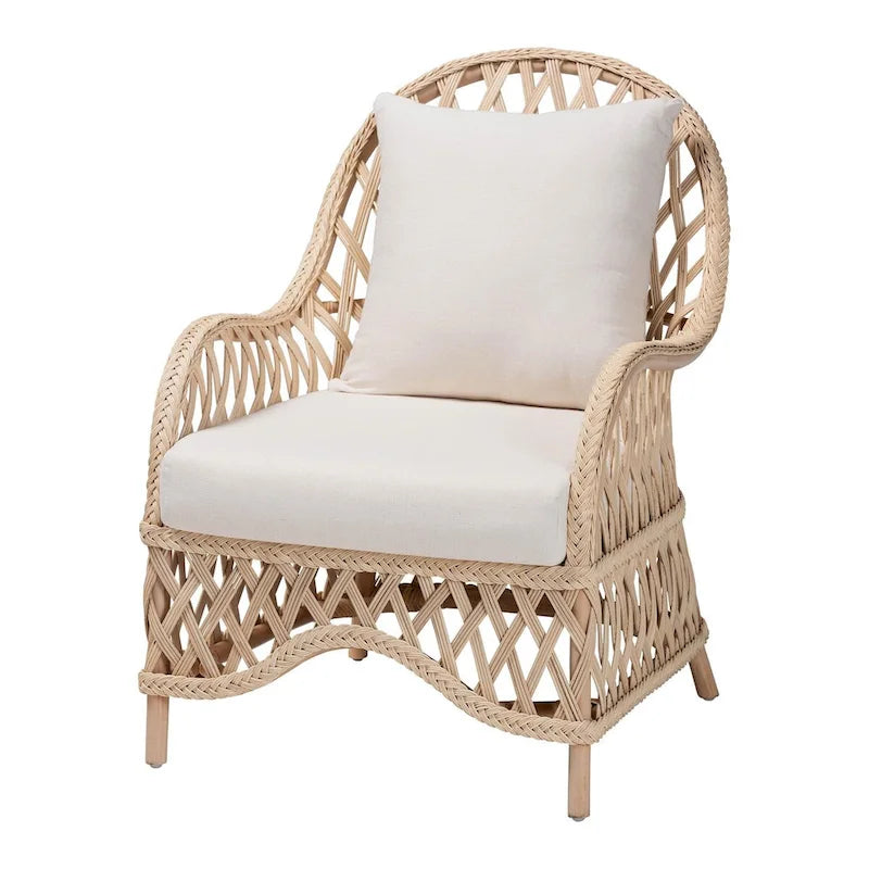 Fauteuil Bohème en Rotin Tressé Ivoire