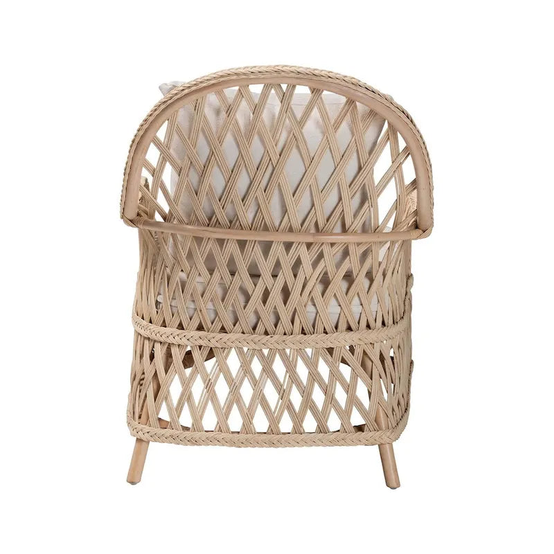 Fauteuil Bohème en Rotin Tressé Ivoire