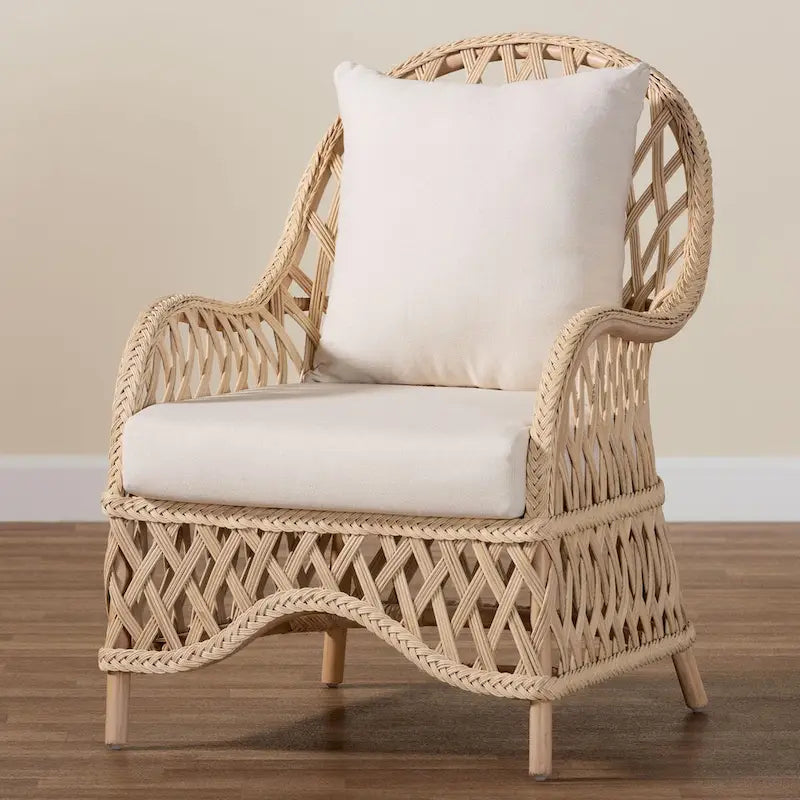 Fauteuil Bohème en Rotin Tressé Ivoire
