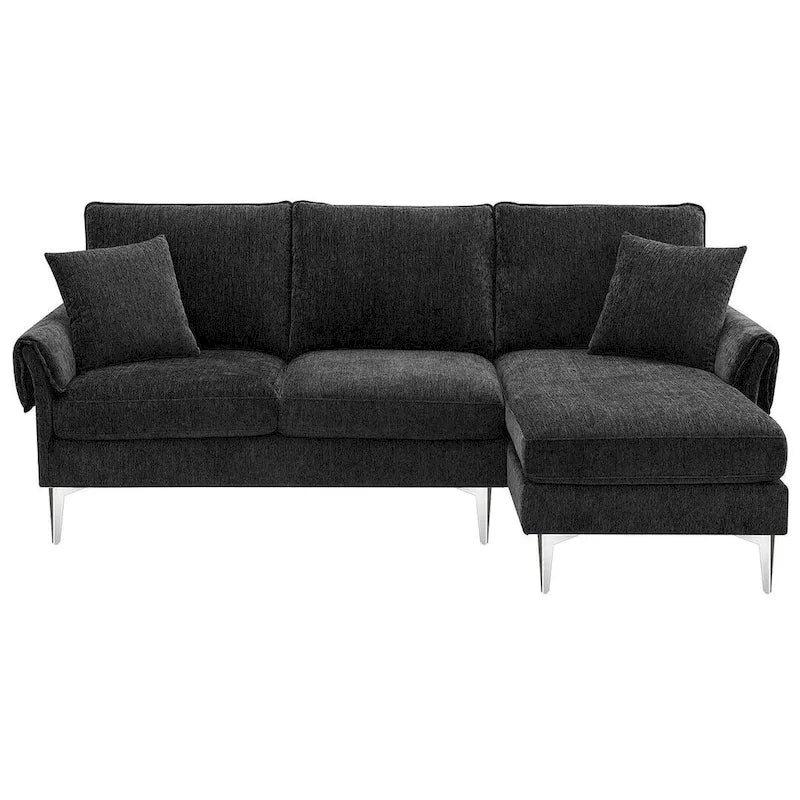 Canapé sectionnel convertible en L, canapé en chenille avec méridienne réversible pour salon, appartement