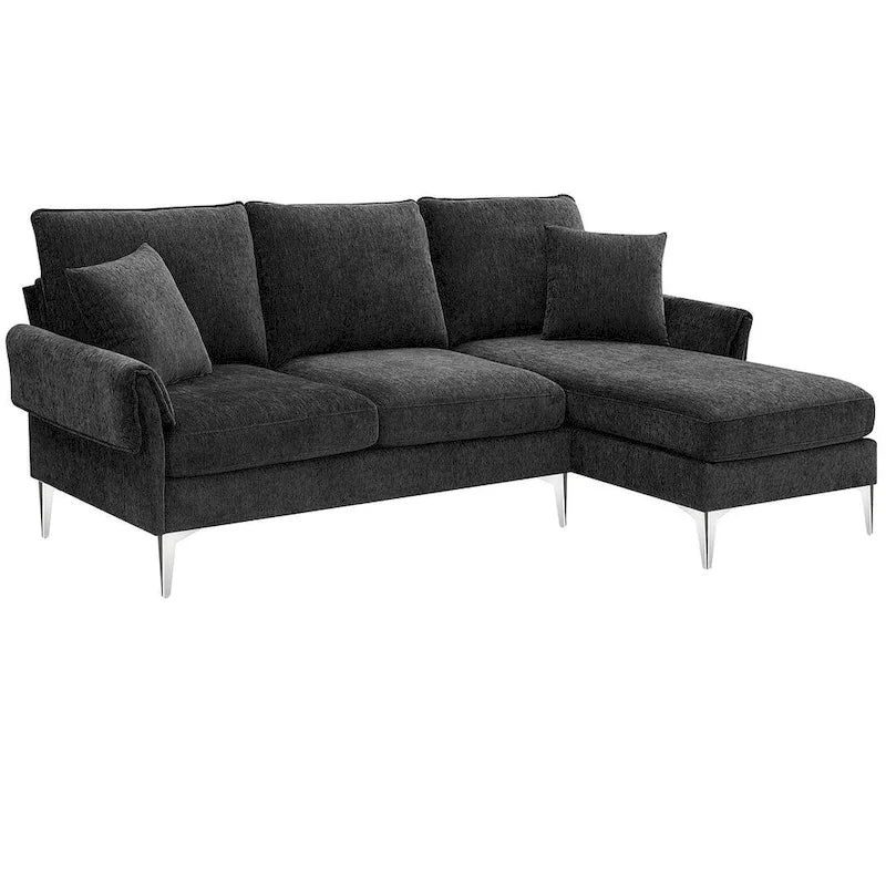 Canapé sectionnel convertible en L, canapé en chenille avec méridienne réversible pour salon, appartement