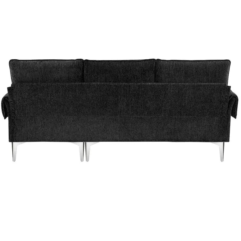 Canapé sectionnel convertible en L, canapé en chenille avec méridienne réversible pour salon, appartement