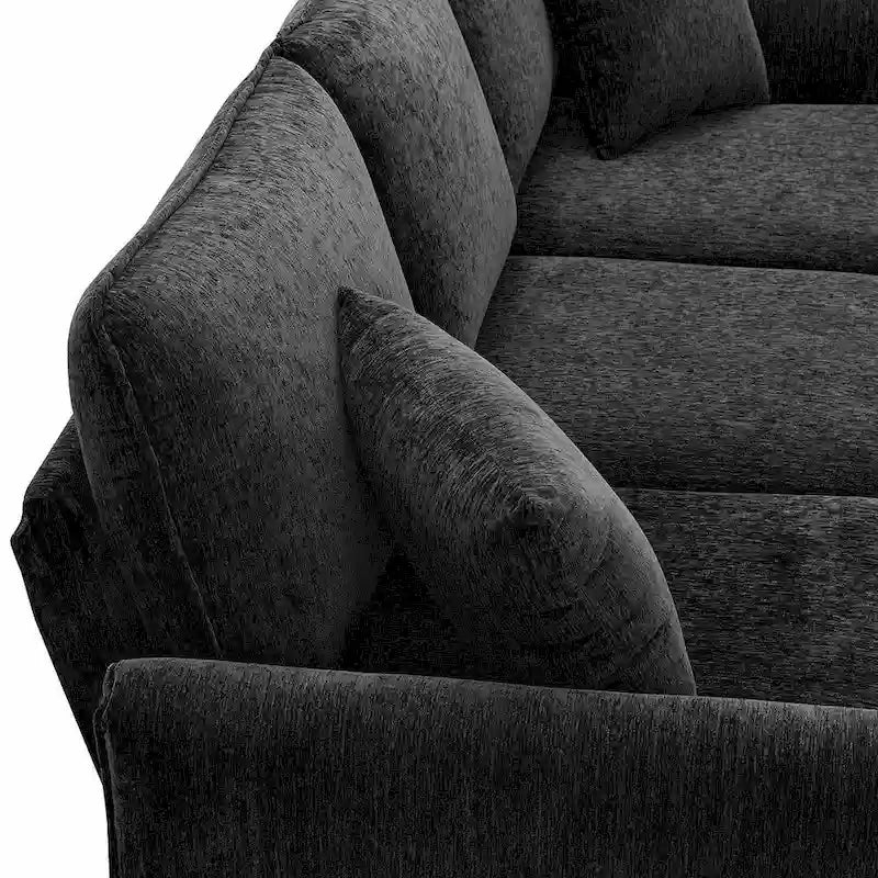 Canapé sectionnel convertible en L, canapé en chenille avec méridienne réversible pour salon, appartement
