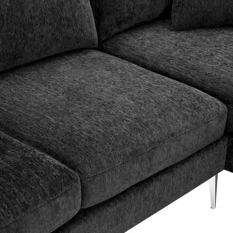 Canapé sectionnel convertible en L, canapé en chenille avec méridienne réversible pour salon, appartement