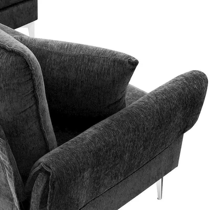 Canapé sectionnel convertible en L, canapé en chenille avec méridienne réversible pour salon, appartement