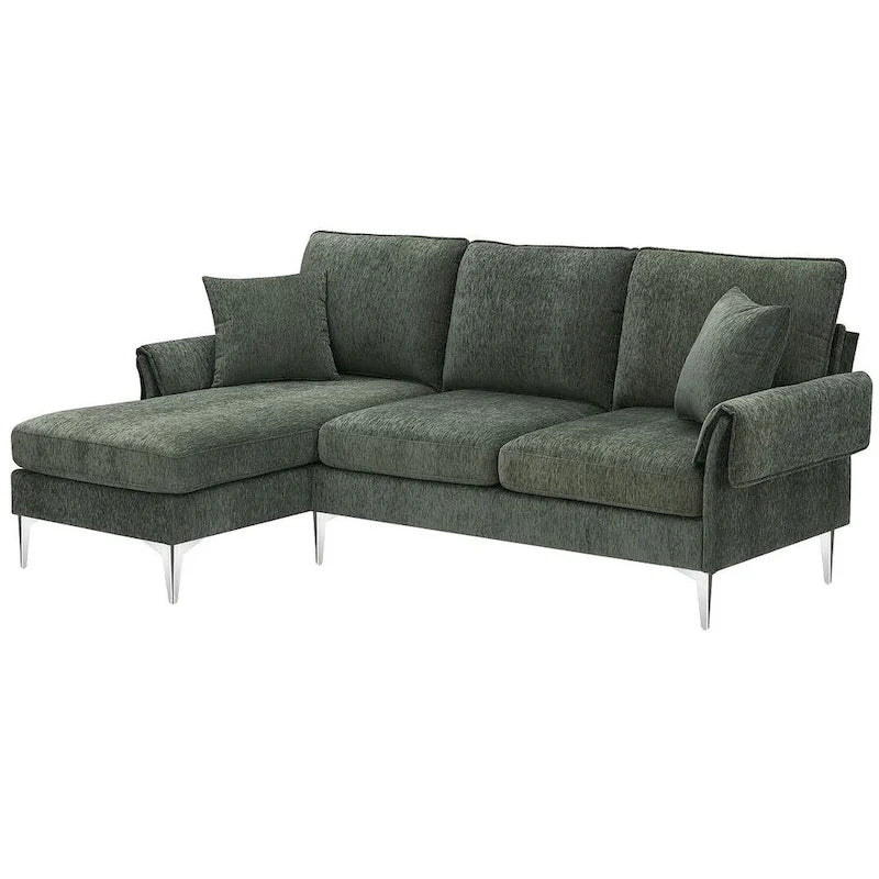 Canapé sectionnel convertible en L, canapé en chenille avec méridienne réversible pour salon, appartement