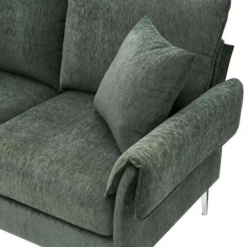 Canapé sectionnel convertible en L, canapé en chenille avec méridienne réversible pour salon, appartement