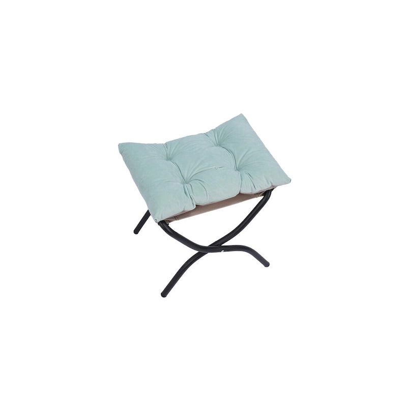 Fauteuil de salon contemporain, canapé individuel avec structure en acier, accoudoirs, poche latérale et repose-pieds.