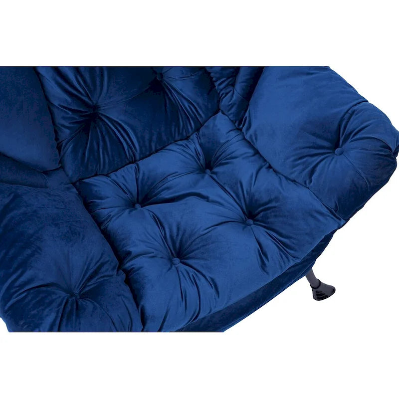 Fauteuil de salon contemporain, canapé individuel avec structure en acier, accoudoirs, poche latérale et repose-pieds.